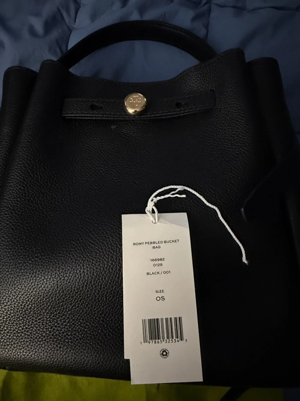 Tory Burch Black pebbled leather ROMY bucket bag - Picture 2 of 4